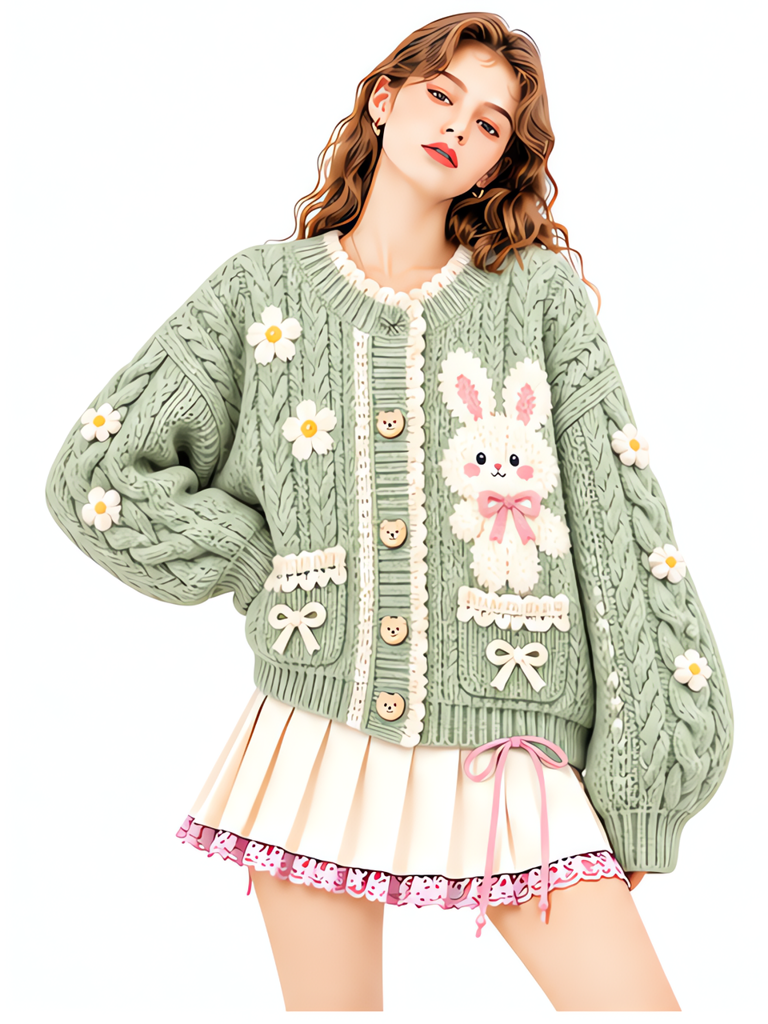Classic Cable Knit Acrylic-Cotton Sweater