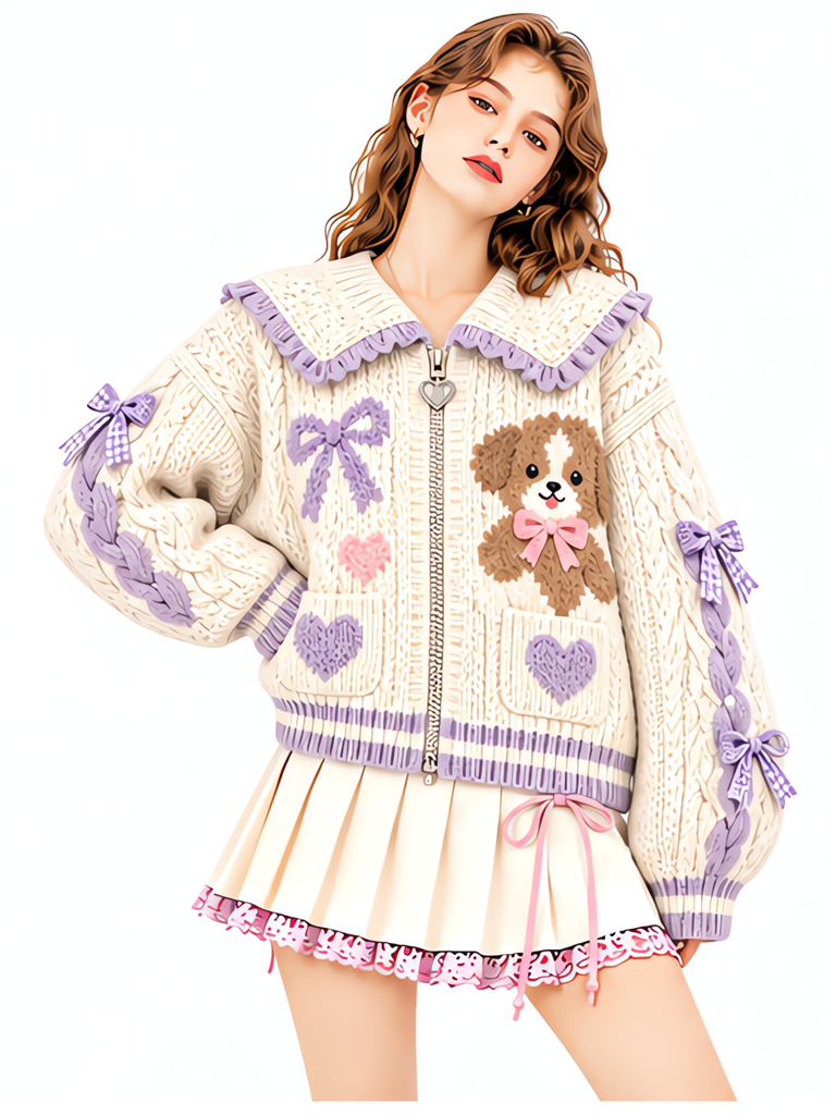 Classic Cable Knit Acrylic-Cotton Sweater